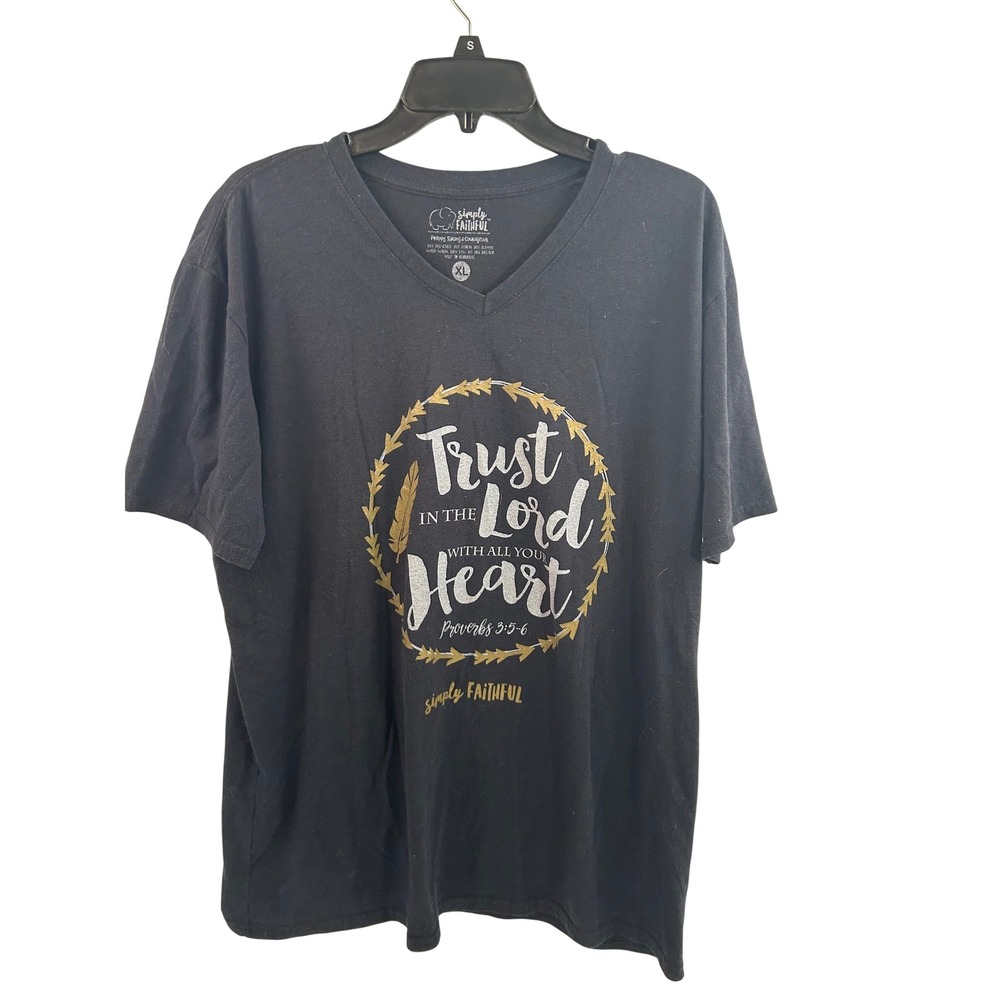 Simply Faithful T-Shirt XL Black Trust In The Lord Proverbs 3:5-6 Womens